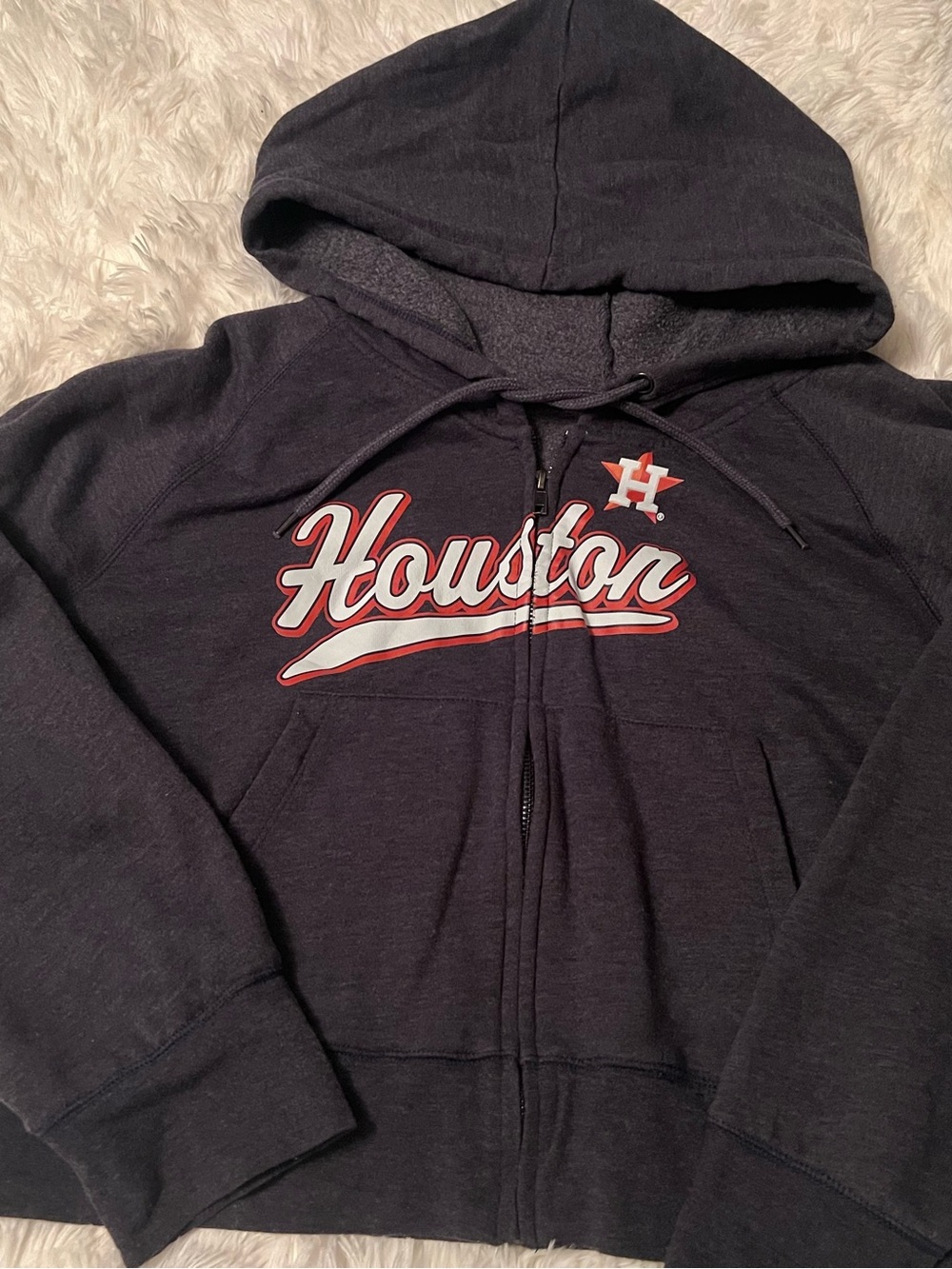 Houston Script Zip-Up Hoodie - Navy